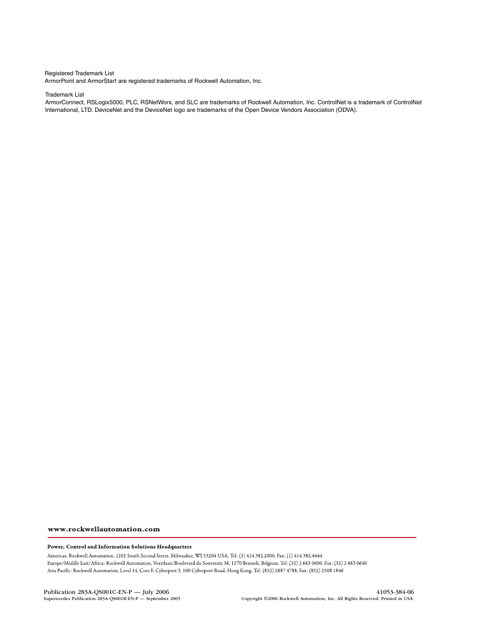 Rockwell Automation 283A ArmorStart with ArmorPoint Backplane - Getting Started User Manual | Page 32 / 32