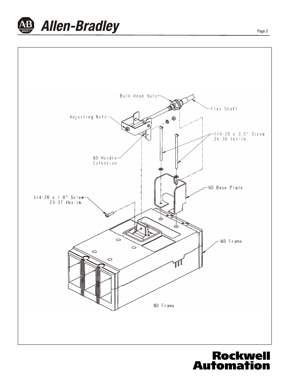 Rockwell Automation 140U N-Fame CB Drilling and Assembling Flex-Cable Handle Mechanism User Manual | Page 2 / 4