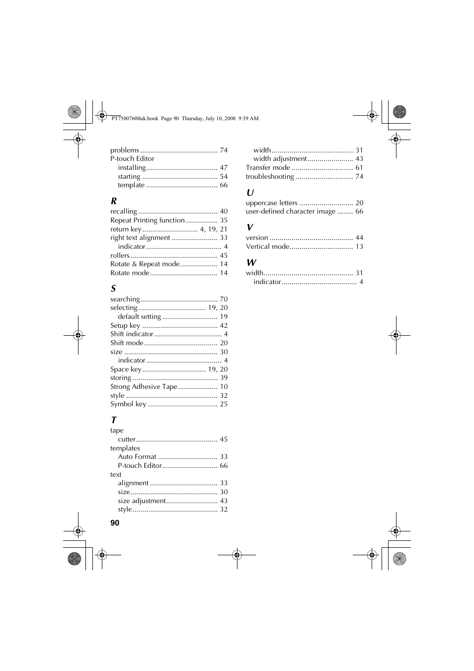 Brother P-TOUCH 7500 User Manual | Page 100 / 102