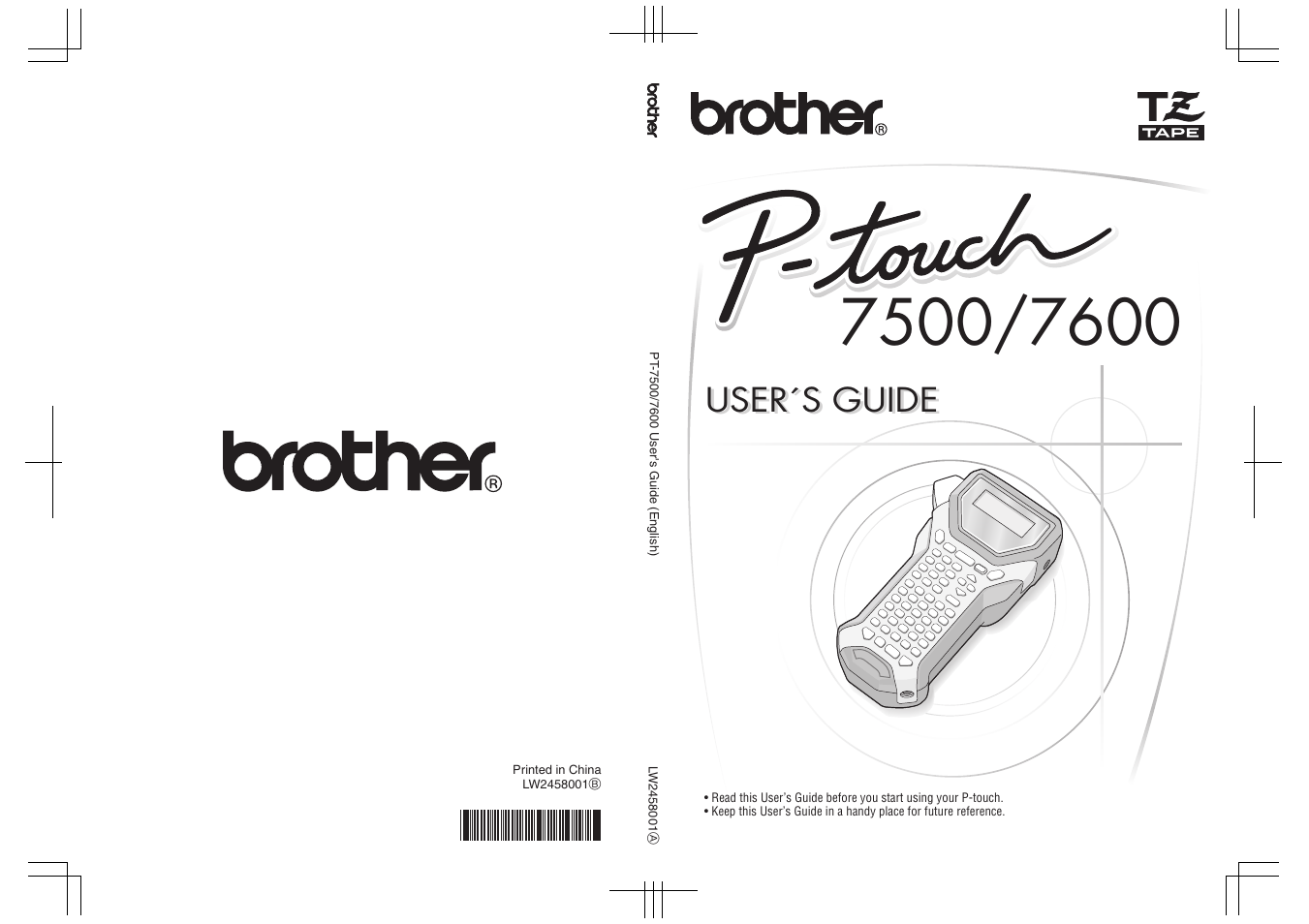 User´s guide | Brother P-TOUCH 7500 User Manual | Page 102 / 102