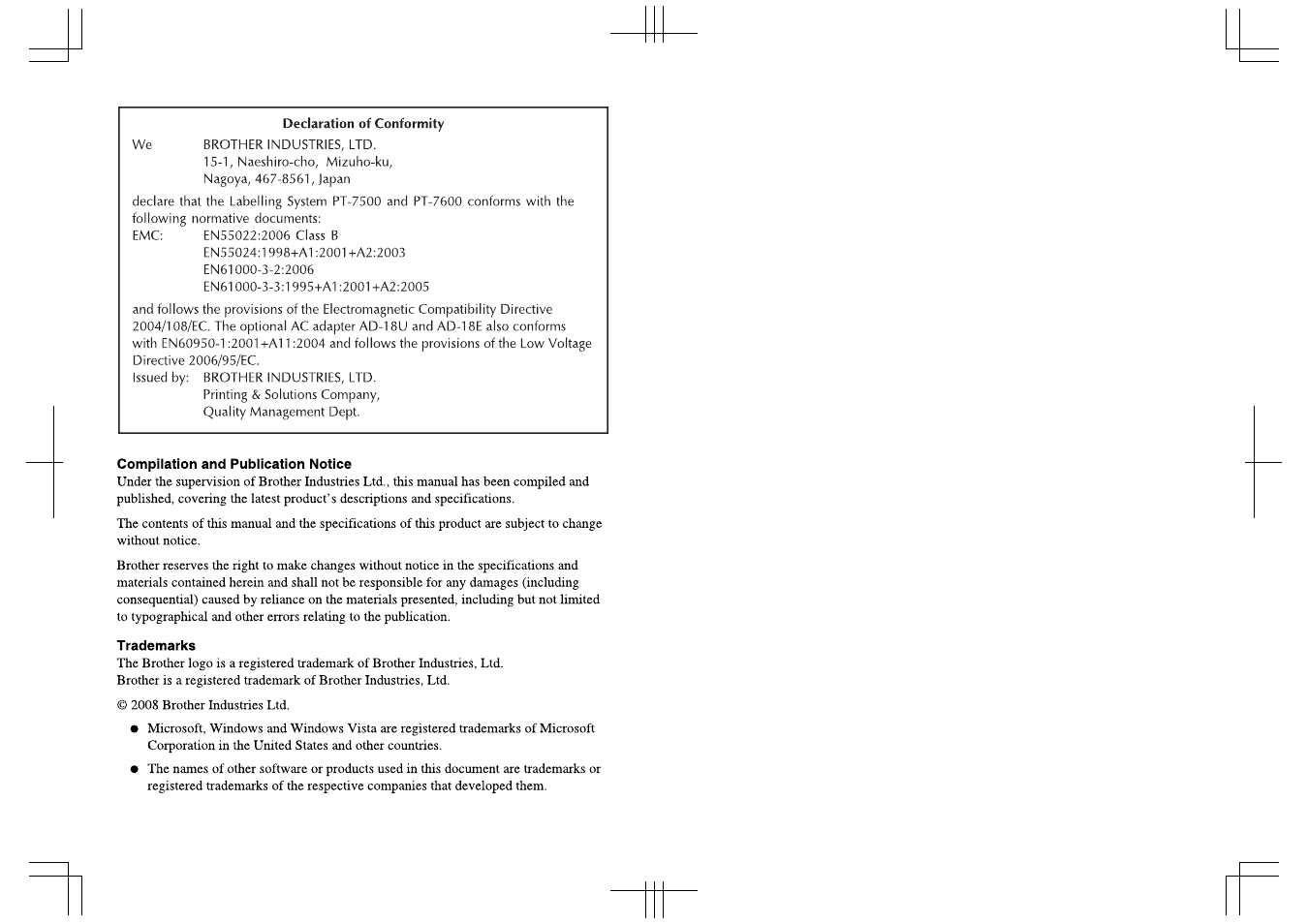 Brother P-TOUCH 7500 User Manual | Page 2 / 102