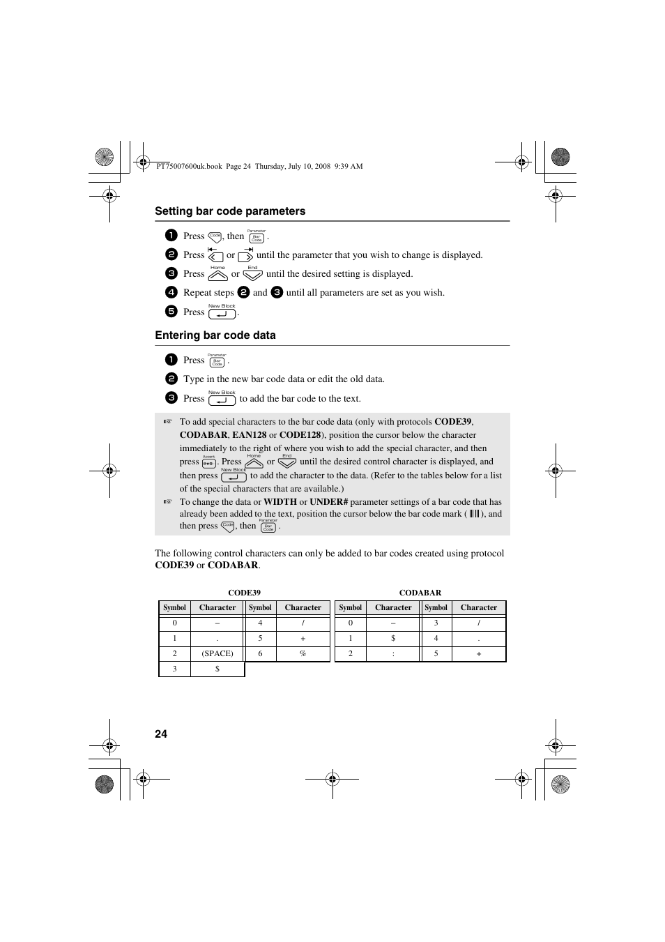 Brother P-TOUCH 7500 User Manual | Page 34 / 102