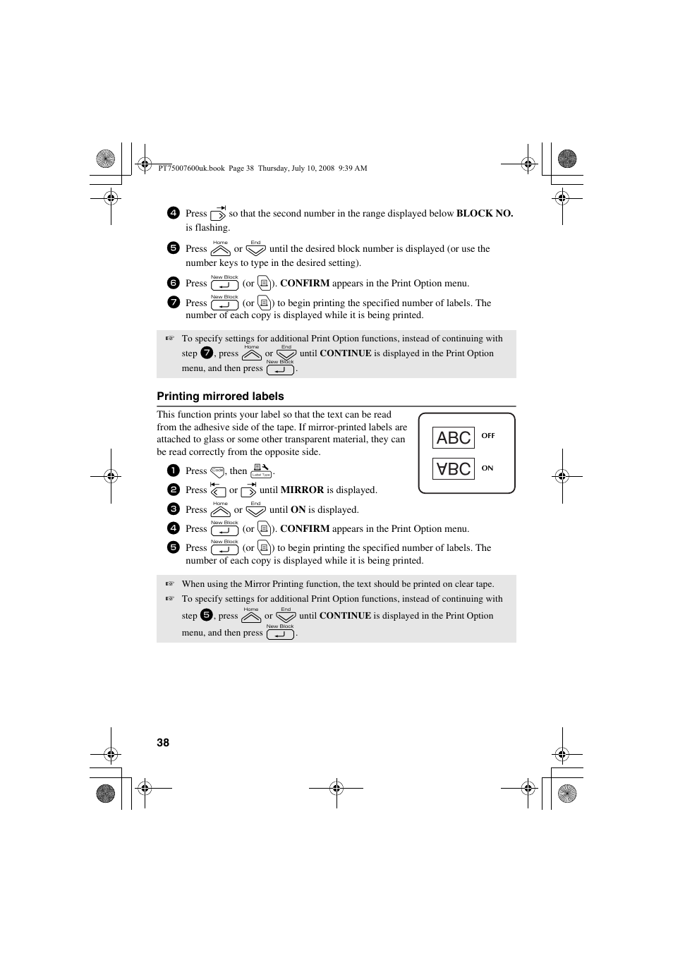 Brother P-TOUCH 7500 User Manual | Page 48 / 102
