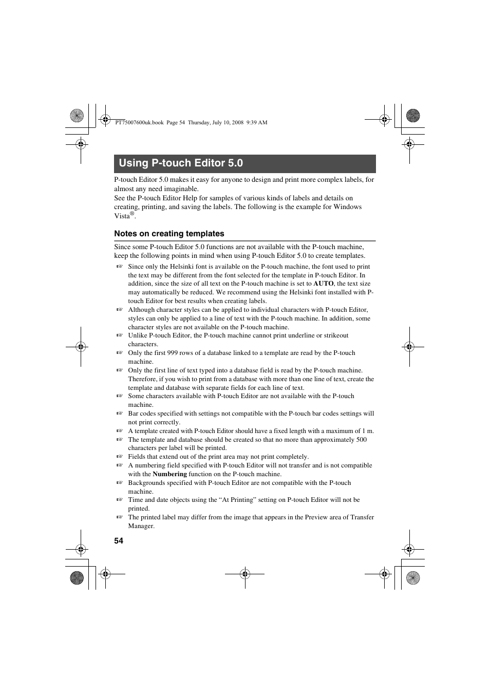Using p-touch editor 5.0 | Brother P-TOUCH 7500 User Manual | Page 64 / 102