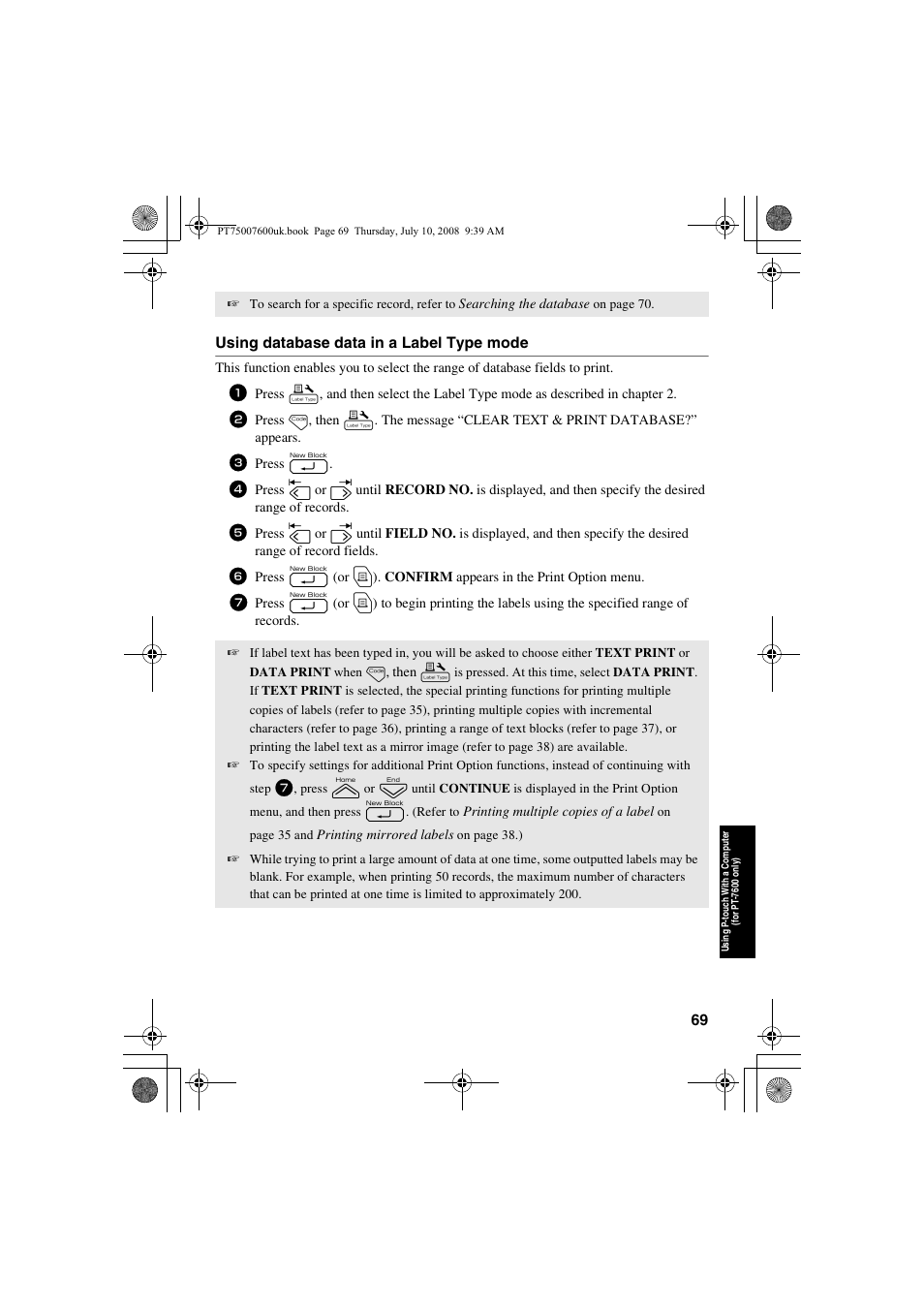 Brother P-TOUCH 7500 User Manual | Page 79 / 102