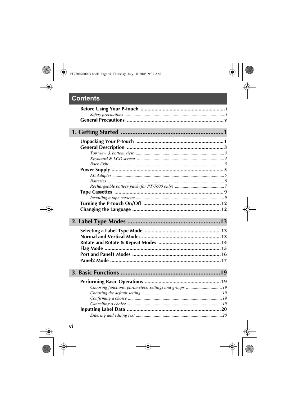 Brother P-TOUCH 7500 User Manual | Page 8 / 102