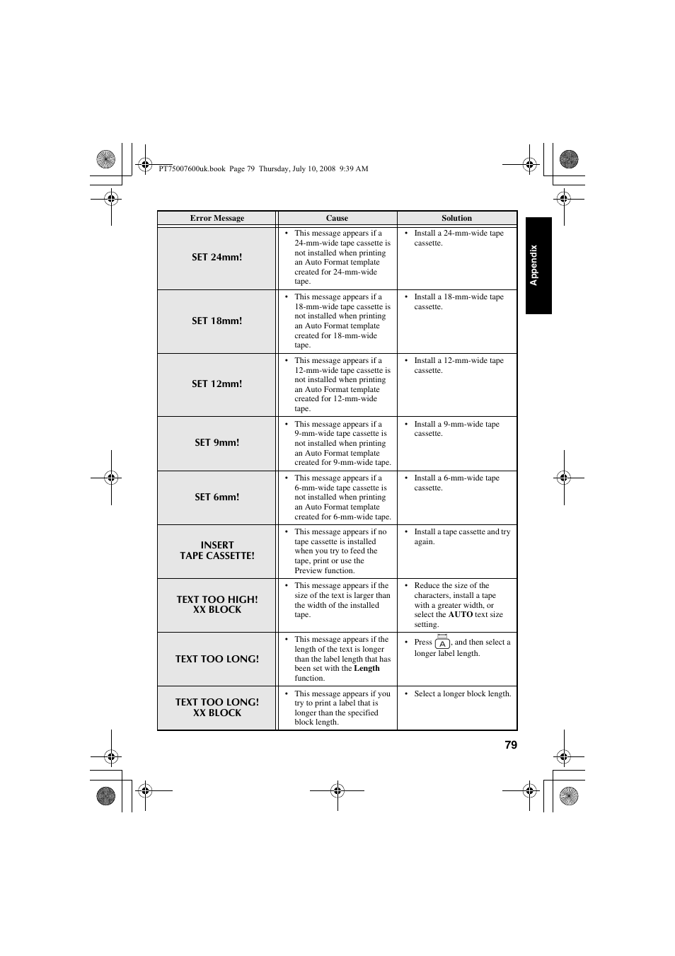 Brother P-TOUCH 7500 User Manual | Page 89 / 102