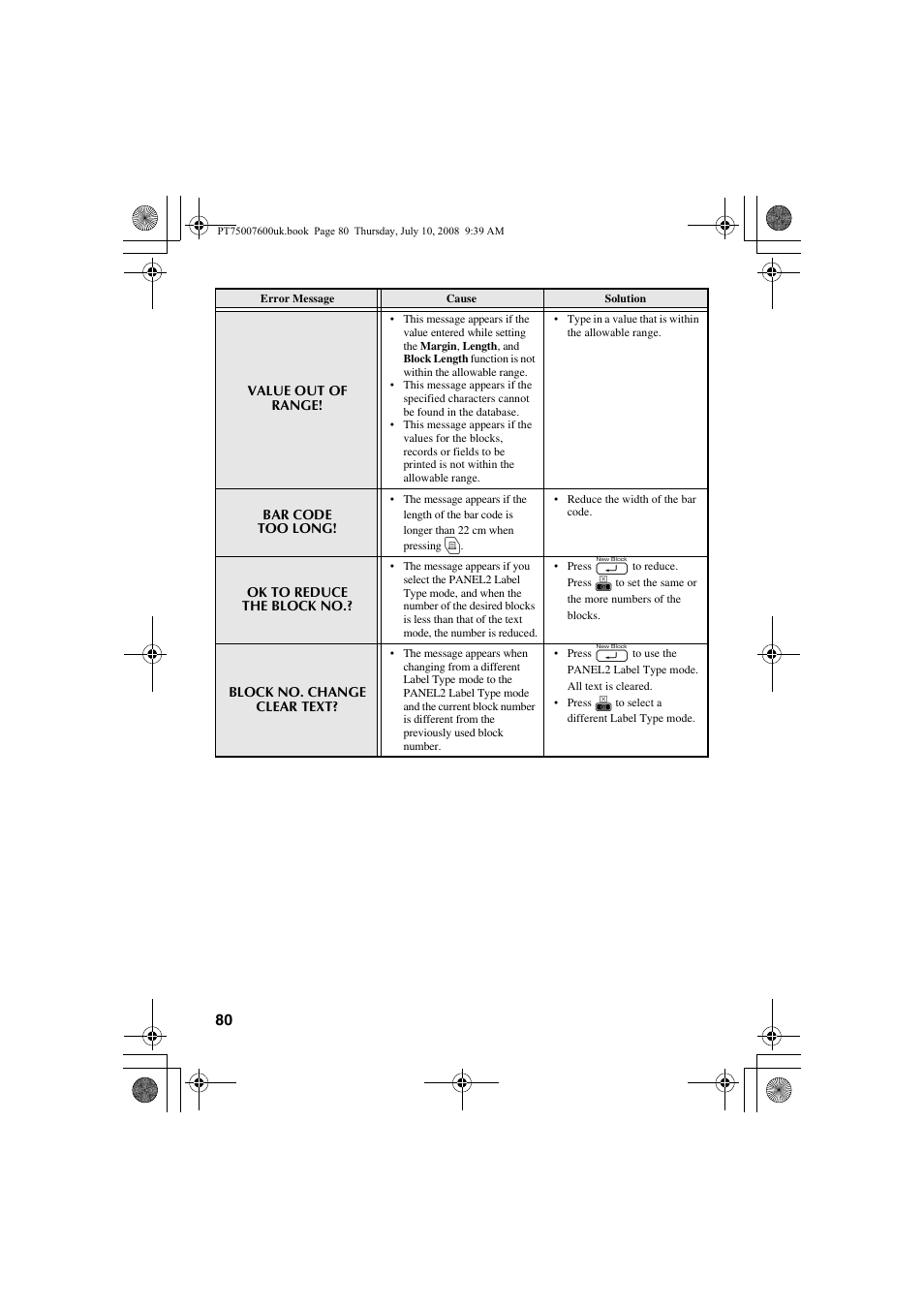 Brother P-TOUCH 7500 User Manual | Page 90 / 102