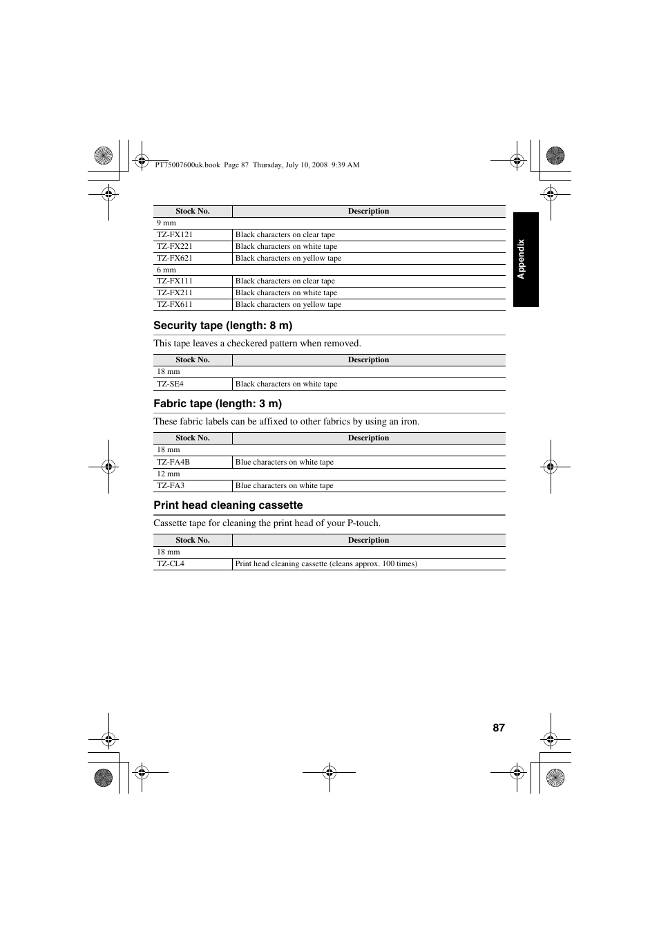 Brother P-TOUCH 7500 User Manual | Page 97 / 102