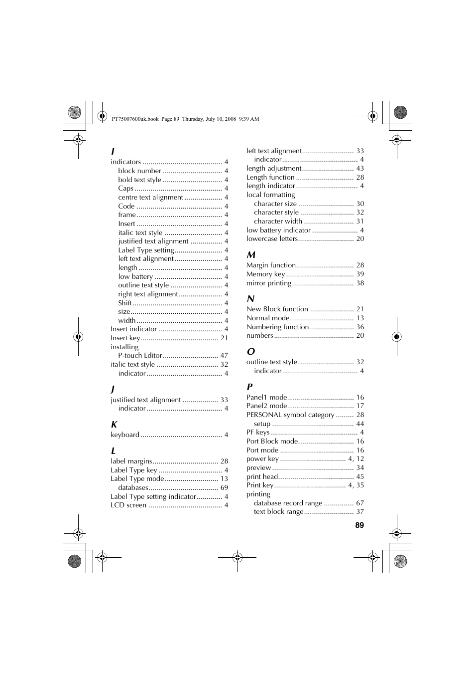 Brother P-TOUCH 7500 User Manual | Page 99 / 102