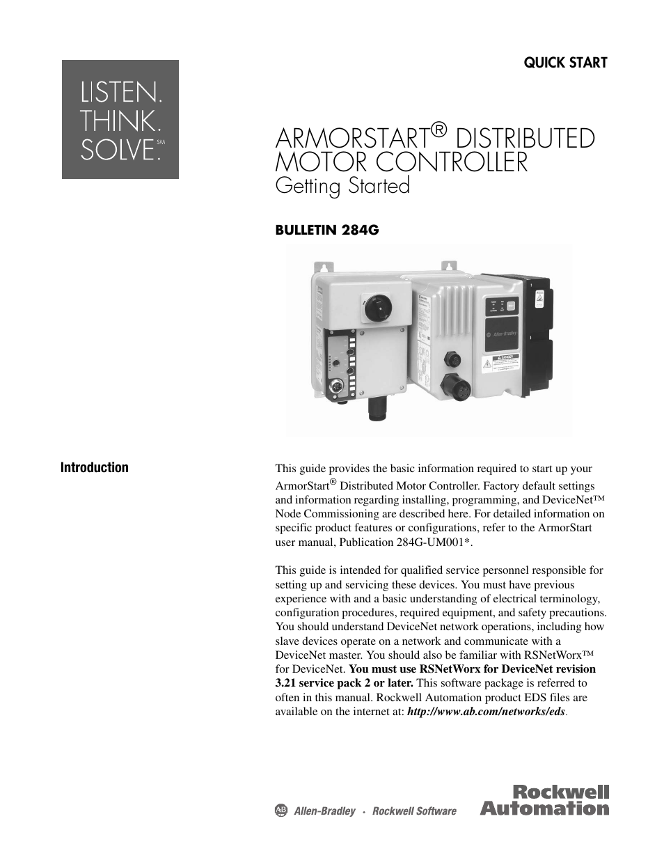 Rockwell Automation 284G ArmorStart - Getting Started User Manual | 24 pages