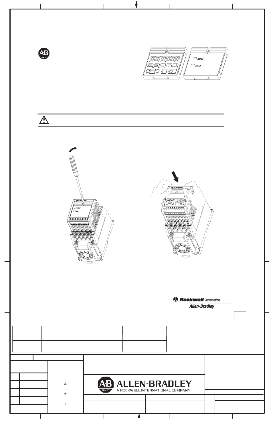 Rockwell Automation 160 Keypad Module/Ready Fault Panel User Manual | 1 page