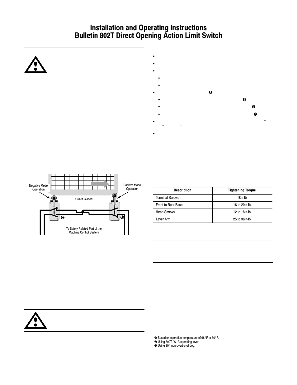 Rockwell Automation 802T Direct Opening Action Limit Switch User Manual | 2 pages