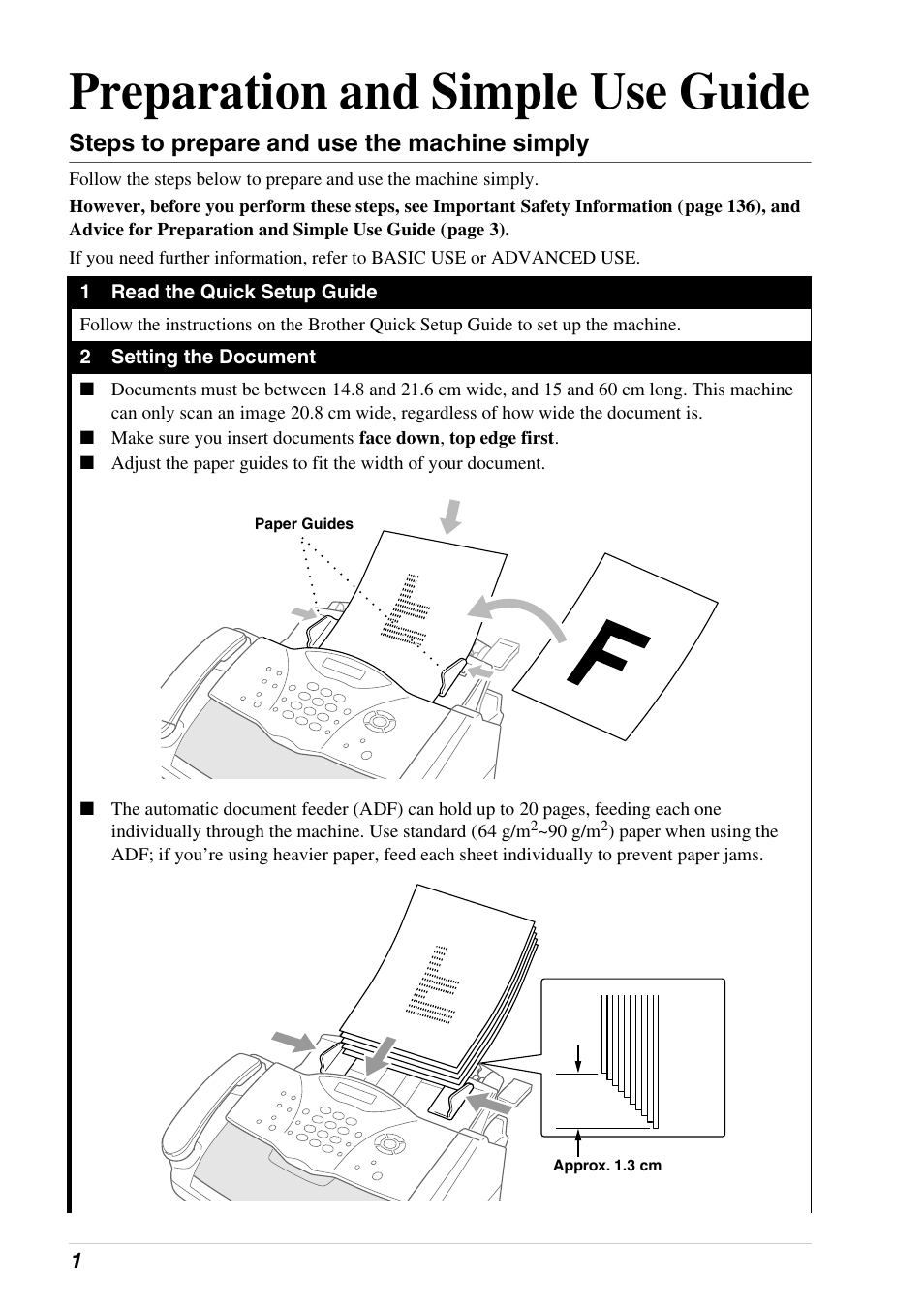 Preparation and simple use guide, Steps to prepare and use the machine simply | Brother 4800 User Manual | Page 12 / 174