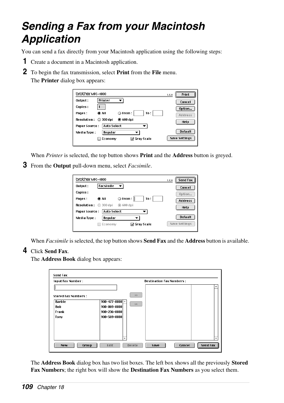 Sending a fax from your macintosh application | Brother 4800 User Manual | Page 120 / 174