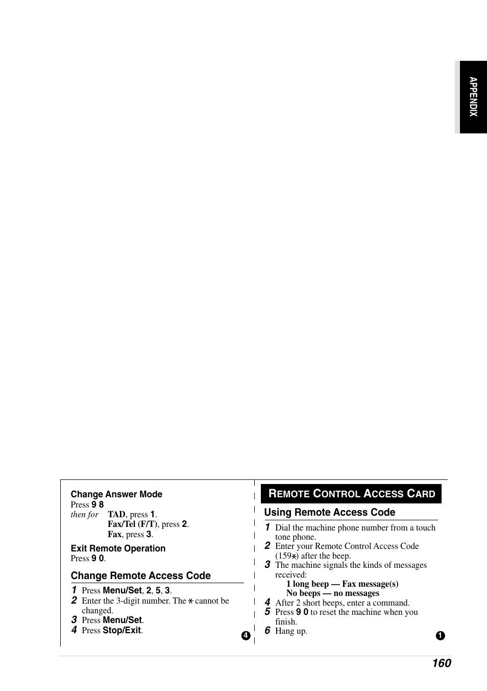 Remote control access card | Brother 4800 User Manual | Page 171 / 174