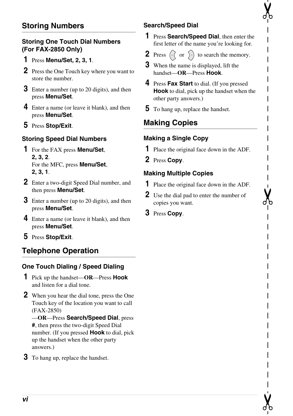Storing numbers, Telephone operation, Making copies | Brother 4800 User Manual | Page 8 / 174