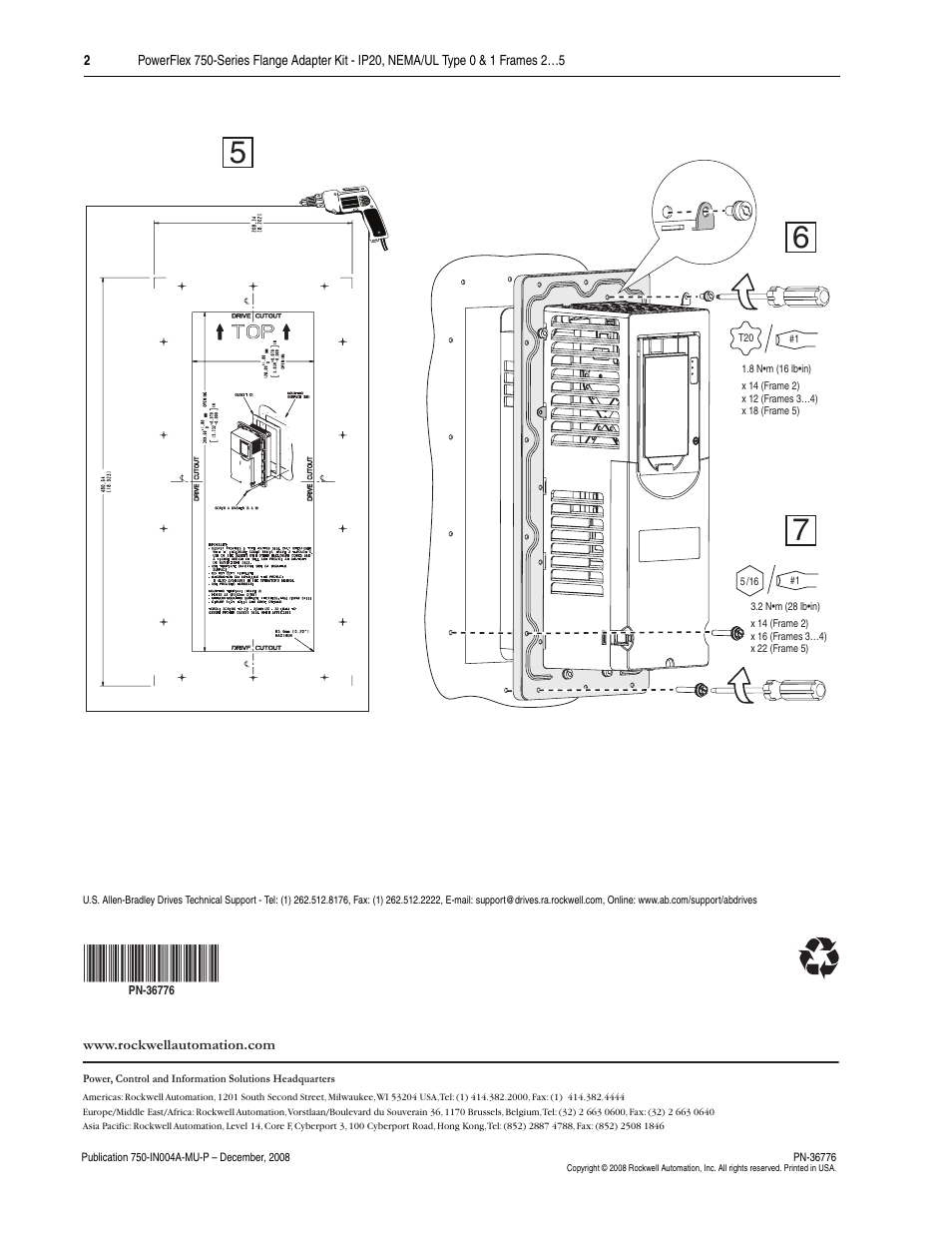 Rockwell Automation 753 PowerFlex 750-Series Flange Adapter - Frames 2…5 User Manual | Page 2 / 2