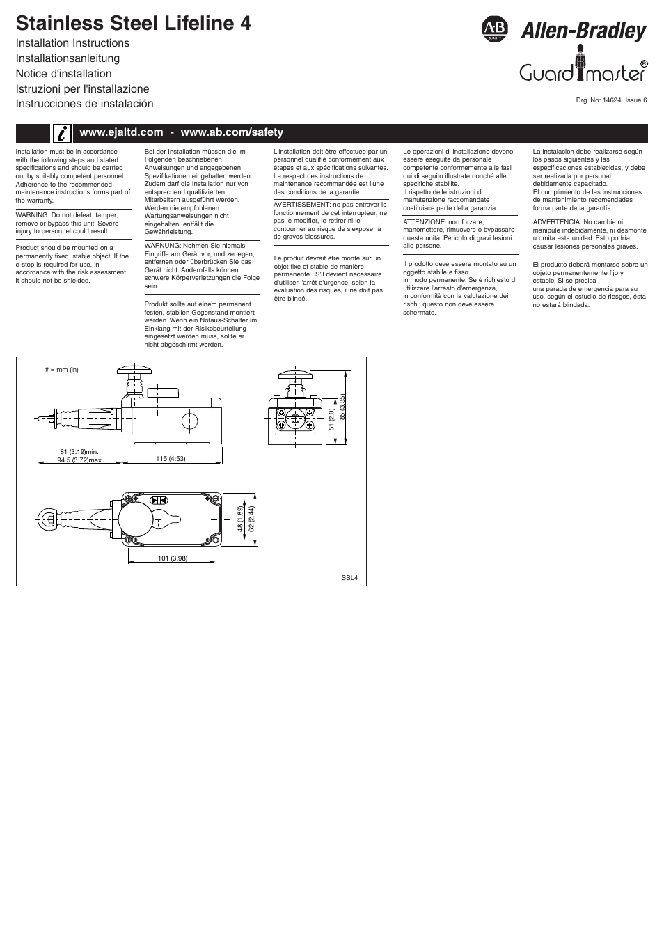 Rockwell Automation 440E Lifeline 4 Stainless Steel User Manual | 4 pages