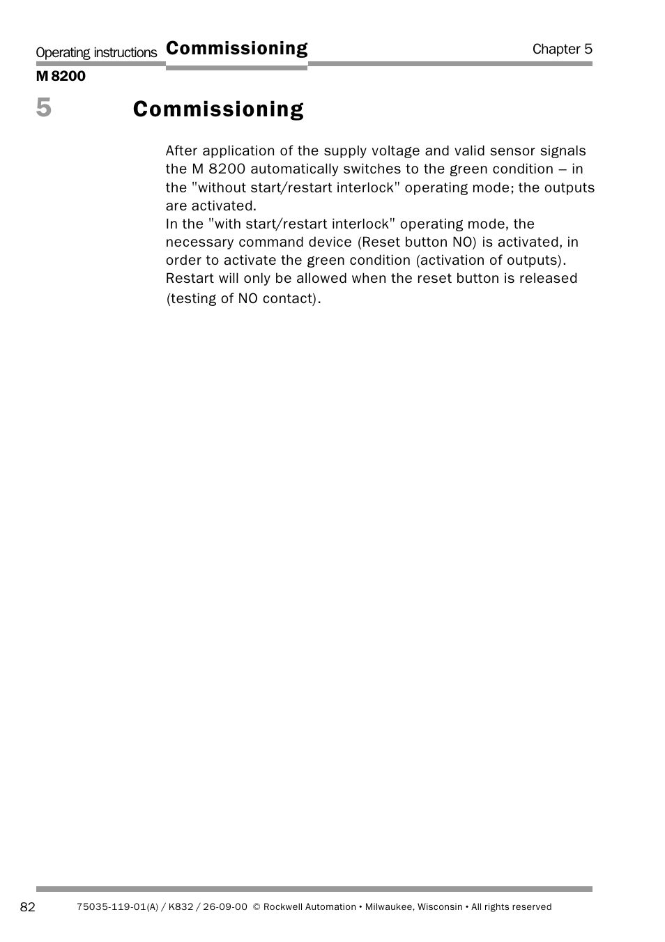 Commissioning | Rockwell Automation 440L Safety Interface M8200 Relay Module User Manual | Page 14 / 18