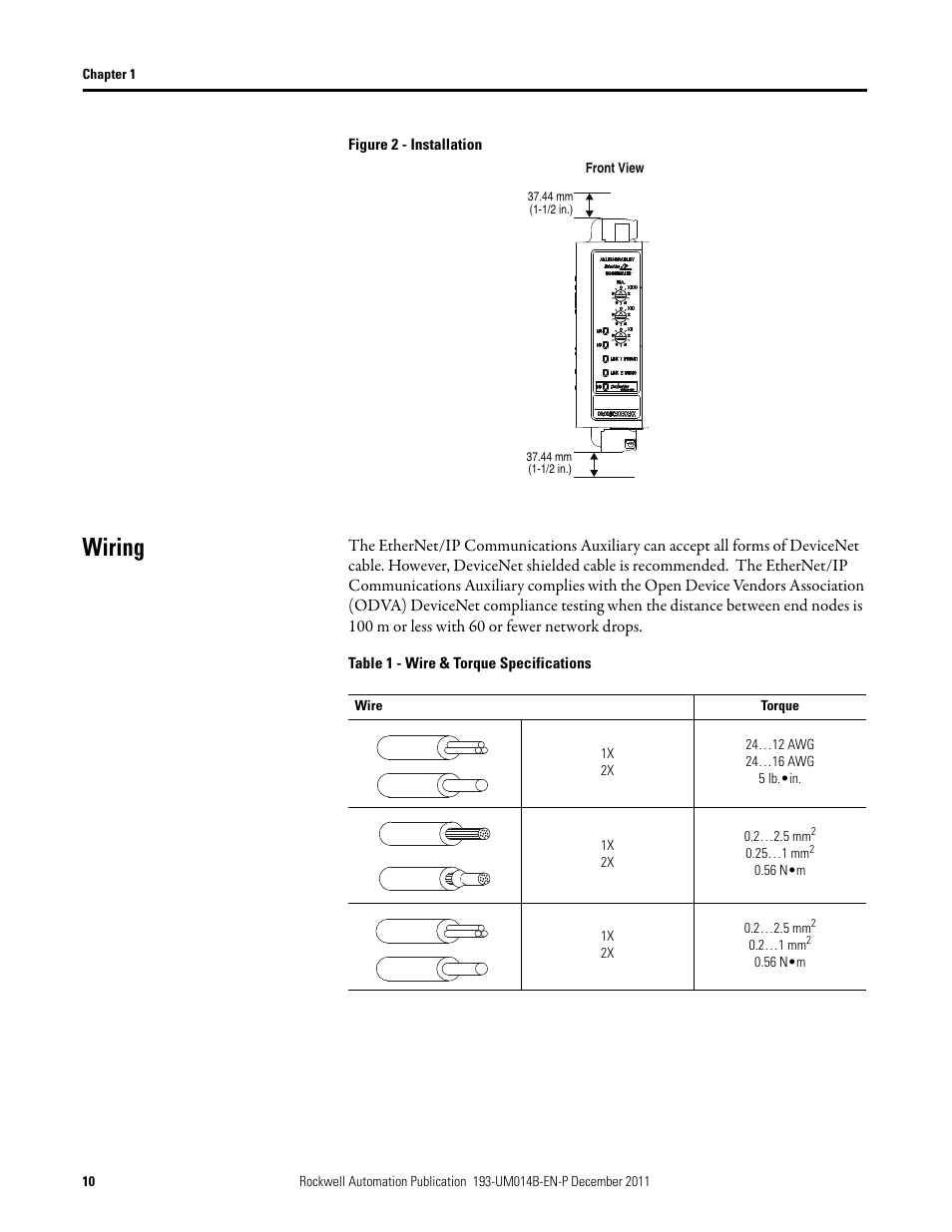 Wiring | Rockwell Automation 193-DNENCATR EtherNet/IP Communications Auxiliary User Manual User Manual | Page 10 / 104