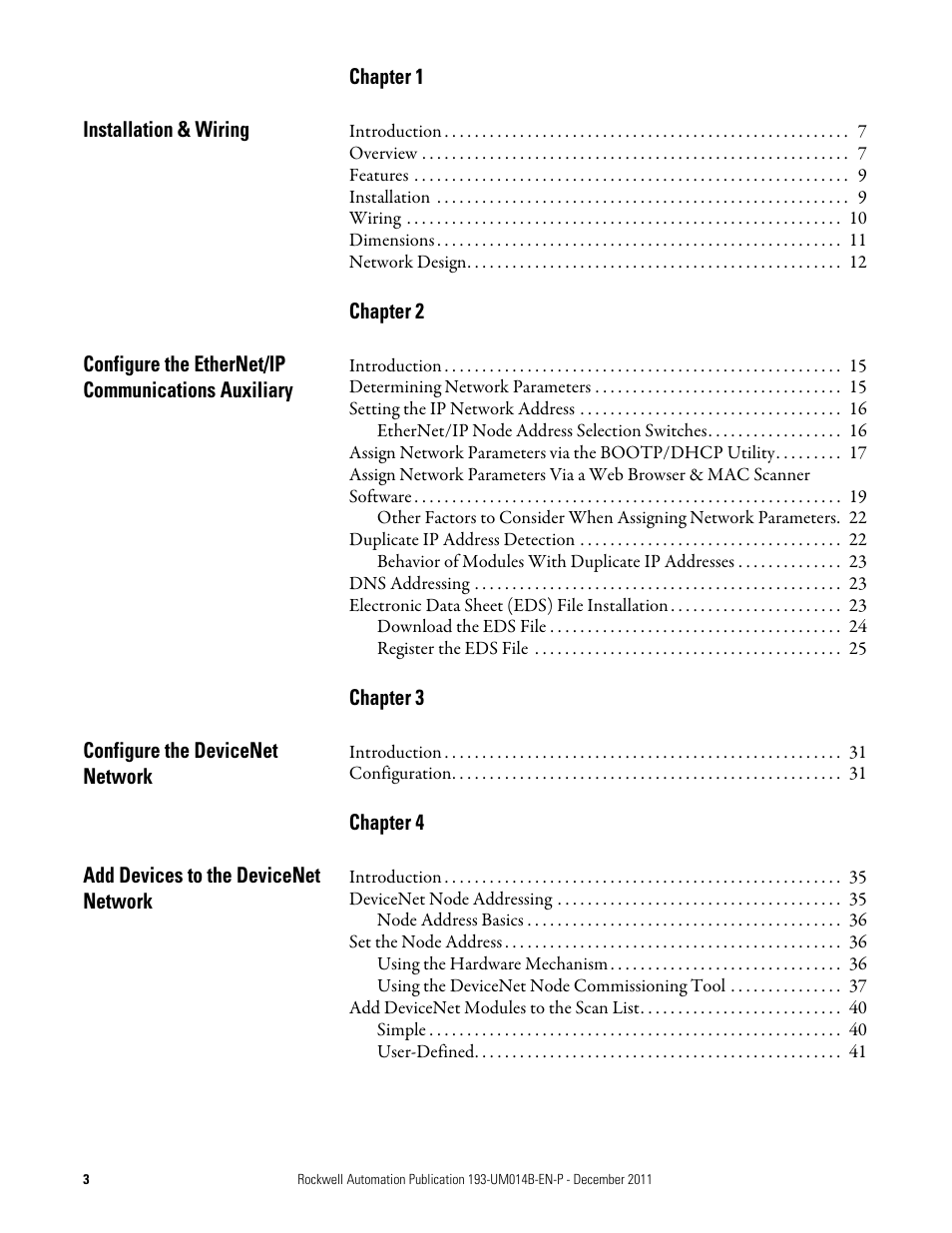 Rockwell Automation 193-DNENCATR EtherNet/IP Communications Auxiliary User Manual User Manual | Page 3 / 104