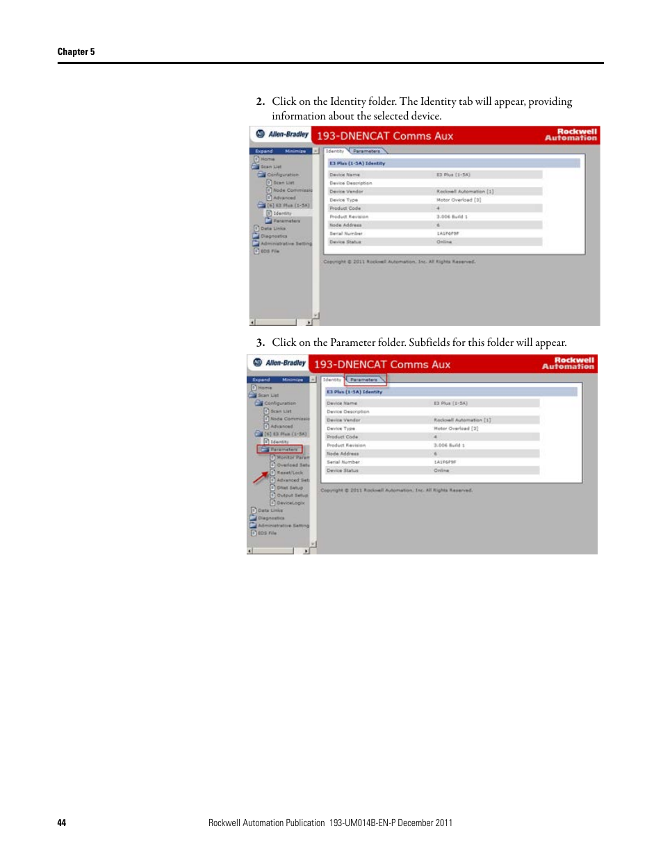 Rockwell Automation 193-DNENCATR EtherNet/IP Communications Auxiliary User Manual User Manual | Page 44 / 104