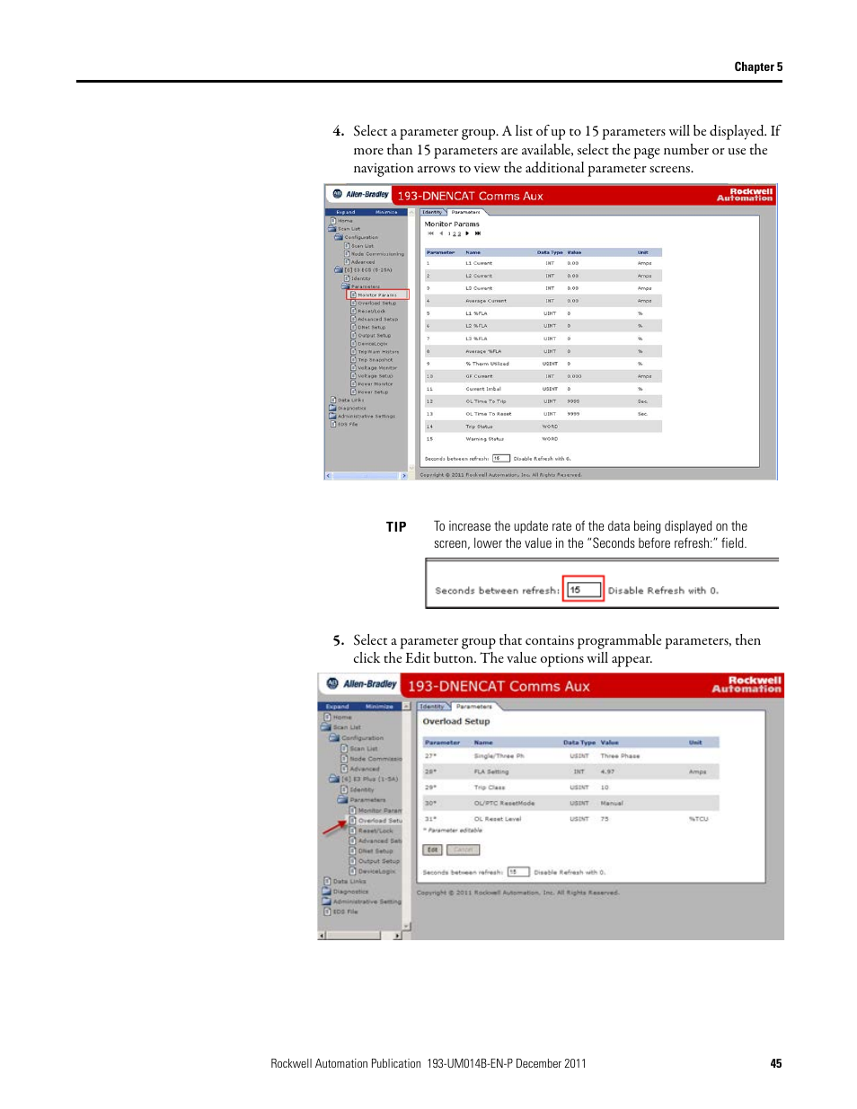 Rockwell Automation 193-DNENCATR EtherNet/IP Communications Auxiliary User Manual User Manual | Page 45 / 104