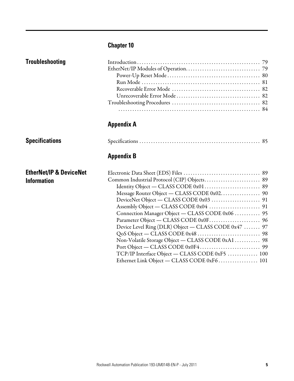 Rockwell Automation 193-DNENCATR EtherNet/IP Communications Auxiliary User Manual User Manual | Page 5 / 104