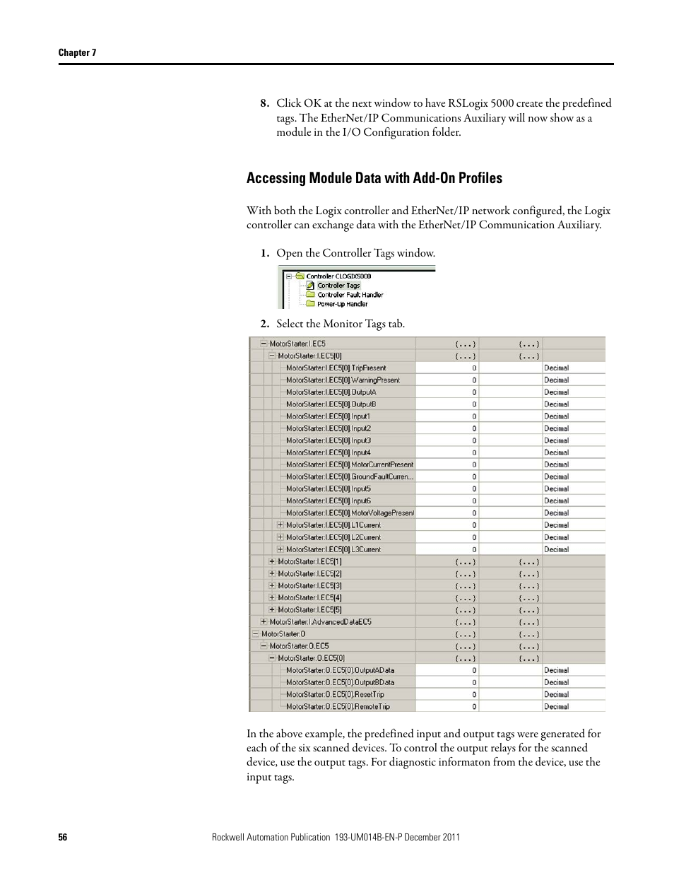 Accessing module data with add-on profiles | Rockwell Automation 193-DNENCATR EtherNet/IP Communications Auxiliary User Manual User Manual | Page 56 / 104
