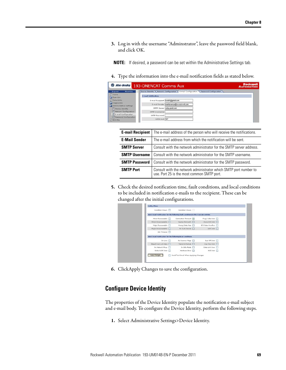 Configure device identity | Rockwell Automation 193-DNENCATR EtherNet/IP Communications Auxiliary User Manual User Manual | Page 69 / 104