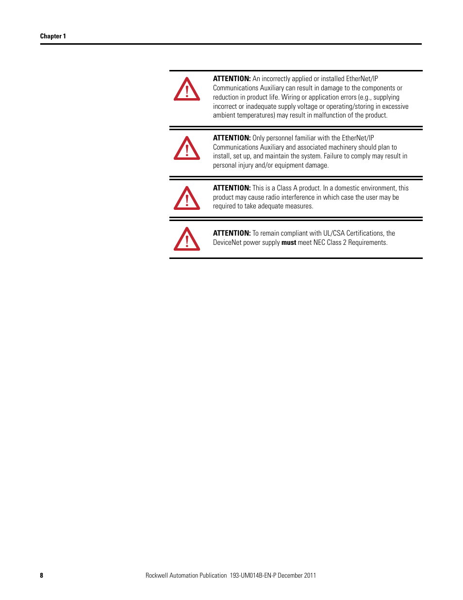 Rockwell Automation 193-DNENCATR EtherNet/IP Communications Auxiliary User Manual User Manual | Page 8 / 104