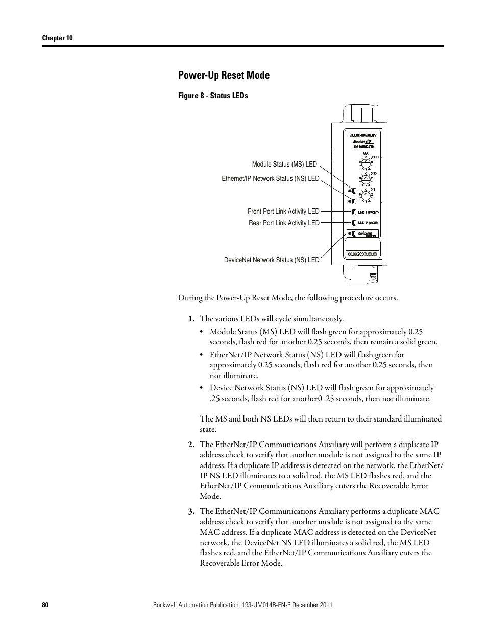 Power-up reset mode | Rockwell Automation 193-DNENCATR EtherNet/IP Communications Auxiliary User Manual User Manual | Page 80 / 104