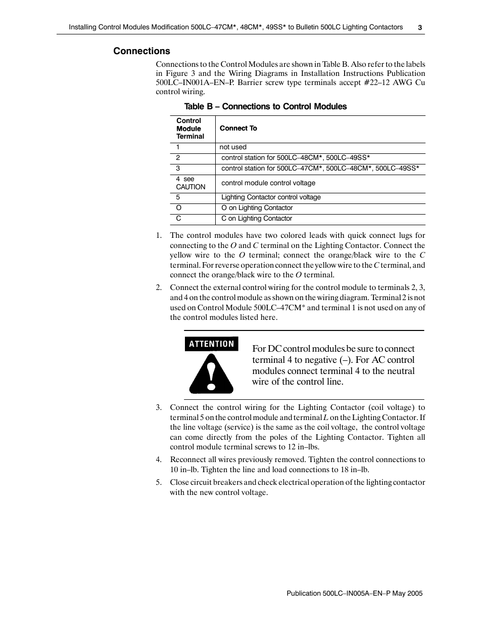 Connections | Rockwell Automation 500LC Control Module Kits User Manual | Page 3 / 4