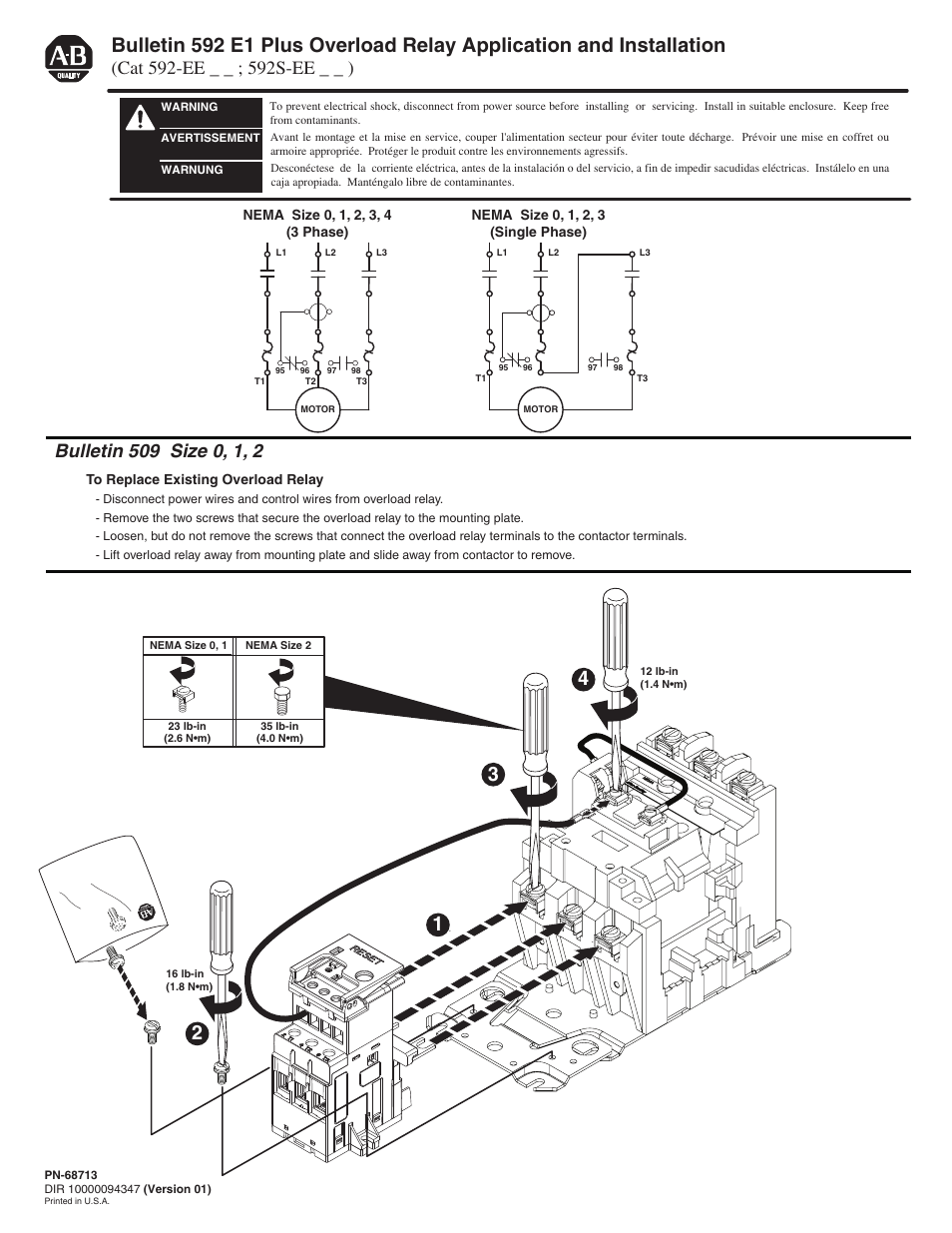 Rockwell Automation 592-EE_592S-EE E1 Plus Overload Relay Application and Installation User Manual | 4 pages