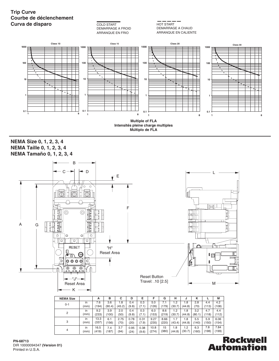 Trip curve #ourbe | Rockwell Automation 592-EE_592S-EE E1 Plus Overload Relay Application and Installation User Manual | Page 4 / 4