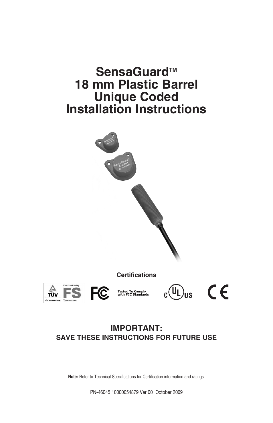 Rockwell Automation 440N SensaGuard 18 mm Plastic Barrel Unique Coded Installation Instructions User Manual | 14 pages