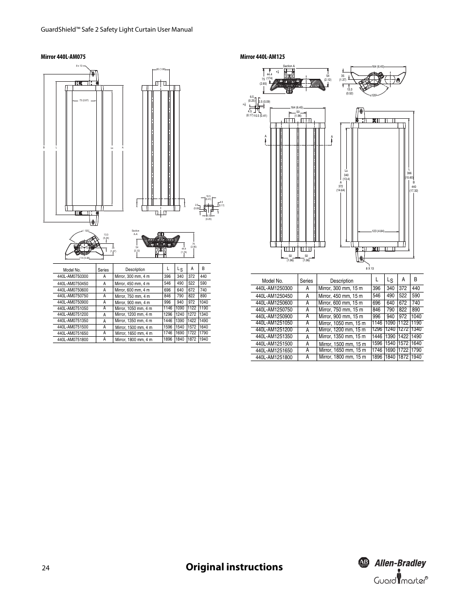 Original instructions | Rockwell Automation 445L GuardShield Safe 2 and Safe 2 PAC Safety Light Curtains User Manual User Manual | Page 26 / 32