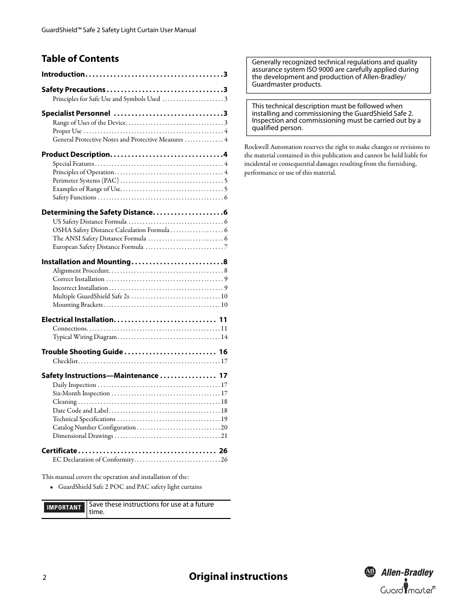 Rockwell Automation 445L GuardShield Safe 2 and Safe 2 PAC Safety Light Curtains User Manual User Manual | Page 4 / 32