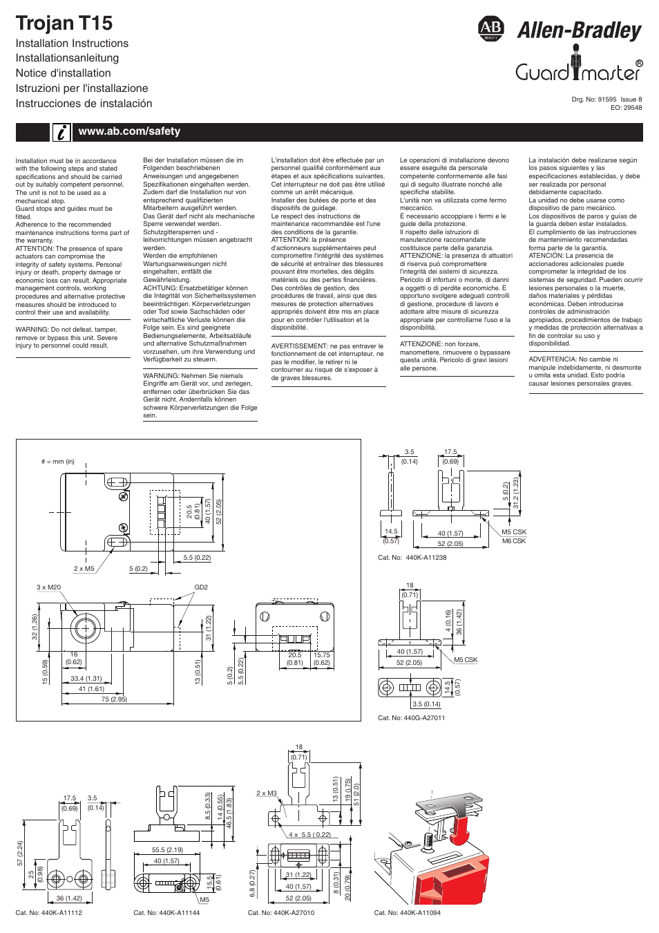 Rockwell Automation 440K Trojan T15 Tongue Interlock Switches User Manual | 4 pages