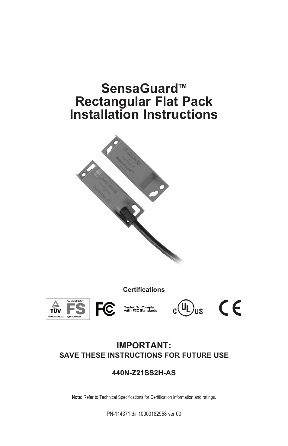 Rockwell Automation 440N SensaGuard Rectangular Flat Pack Installation Instructions User Manual | 12 pages