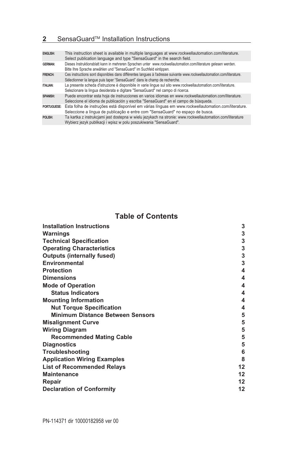 Rockwell Automation 440N SensaGuard Rectangular Flat Pack Installation Instructions User Manual | Page 2 / 12