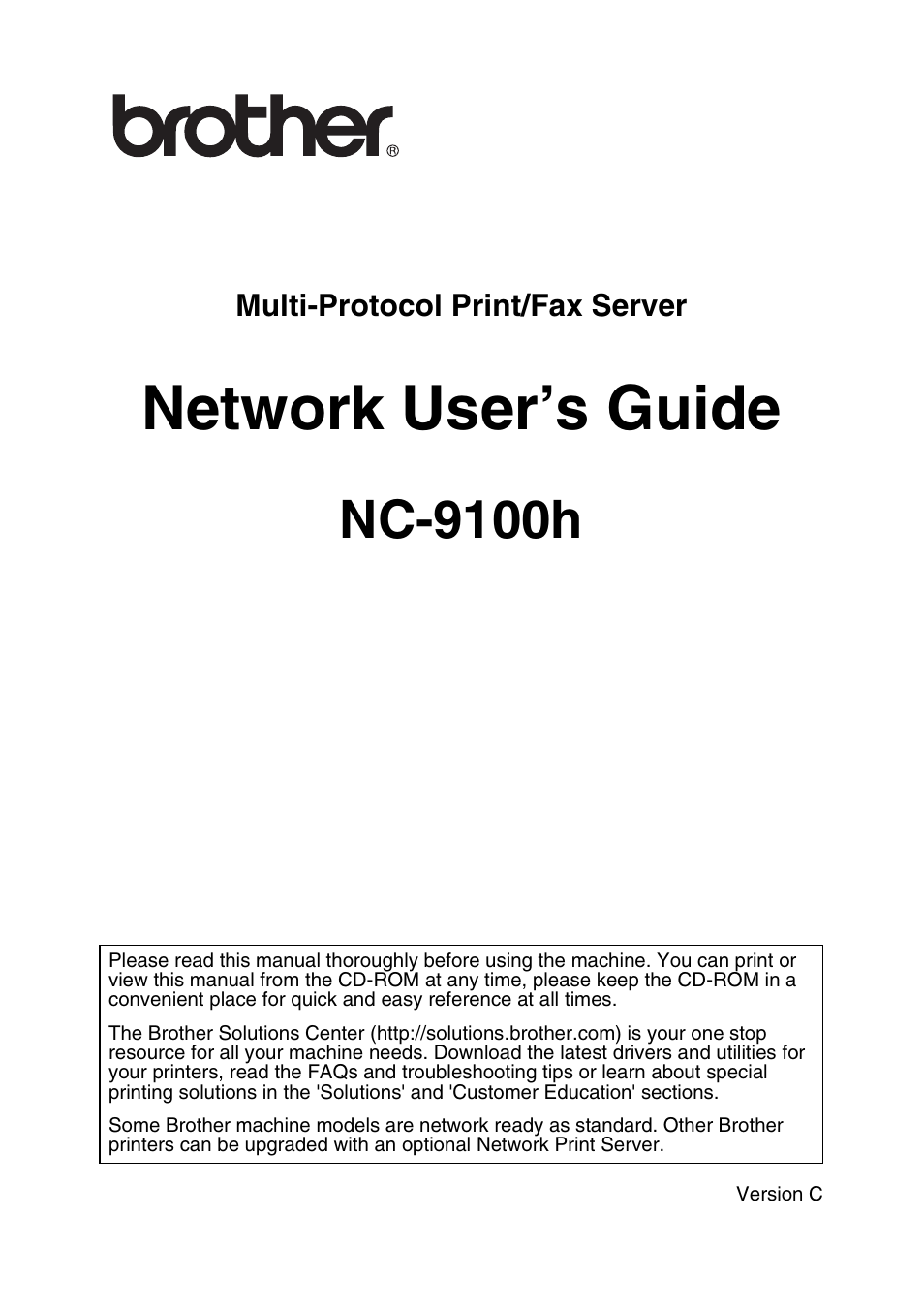 Brother NC9100H User Manual | 176 pages