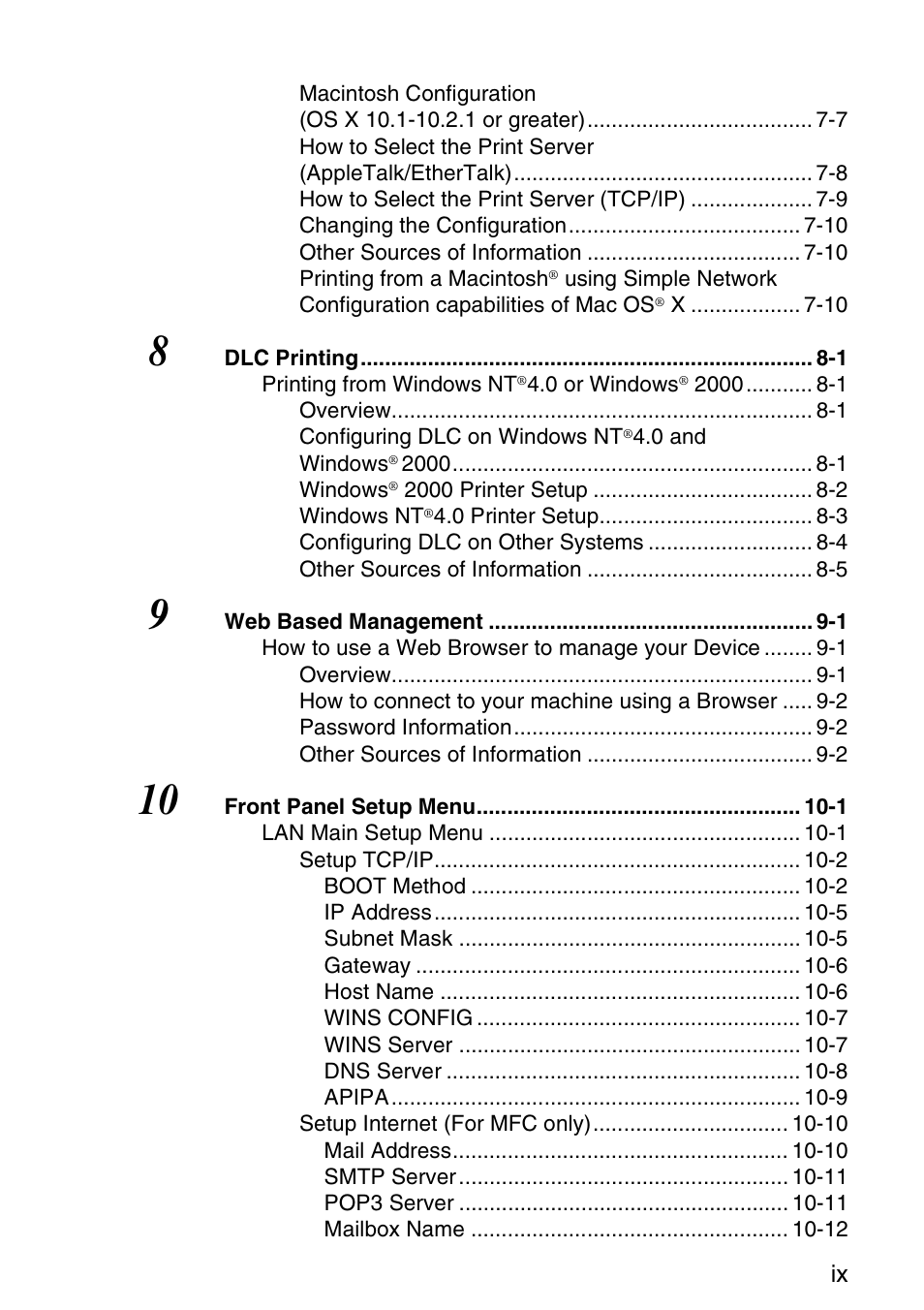 Brother NC9100H User Manual | Page 10 / 176