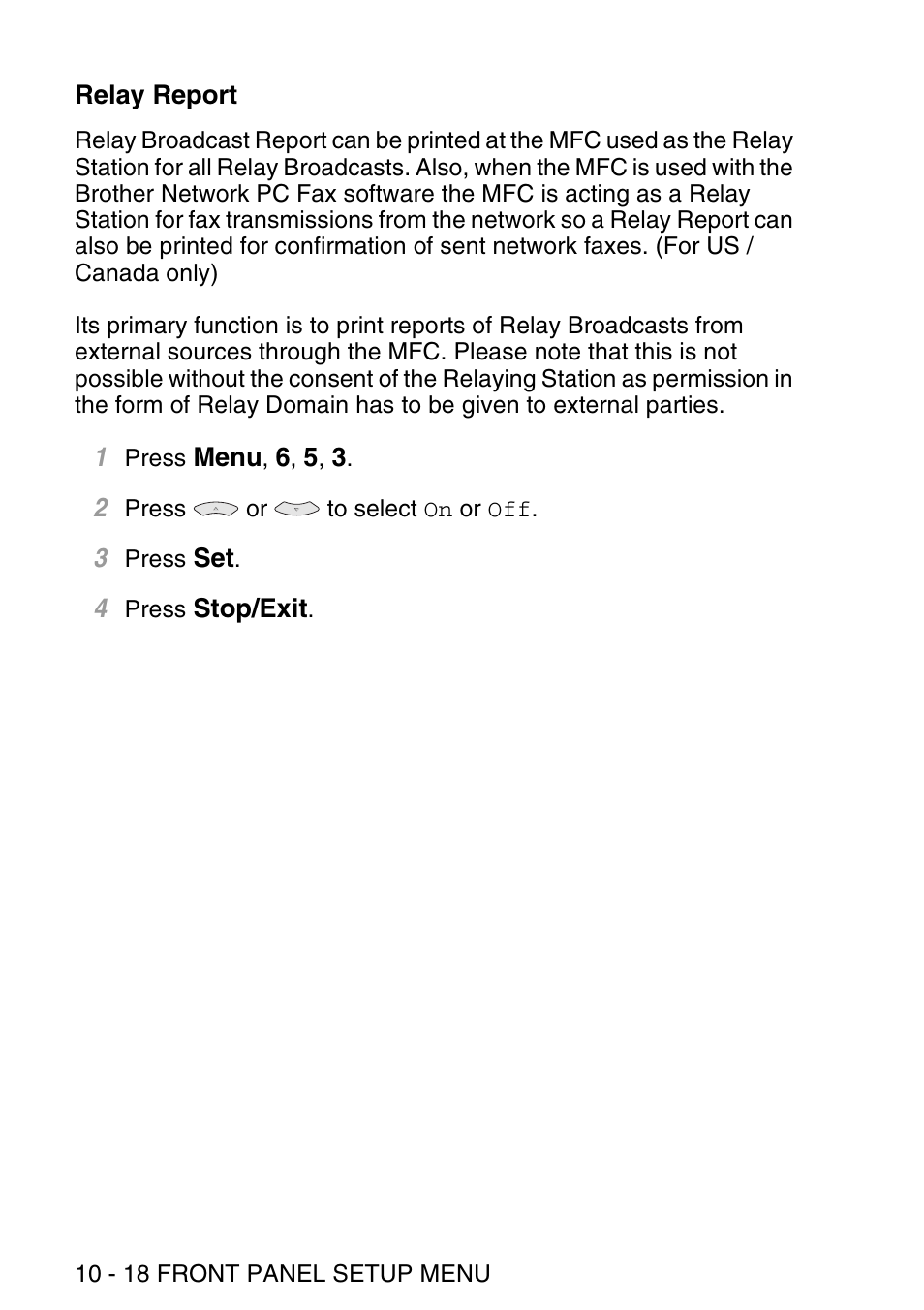 Relay report, Relay report -18 | Brother NC9100H User Manual | Page 107 / 176