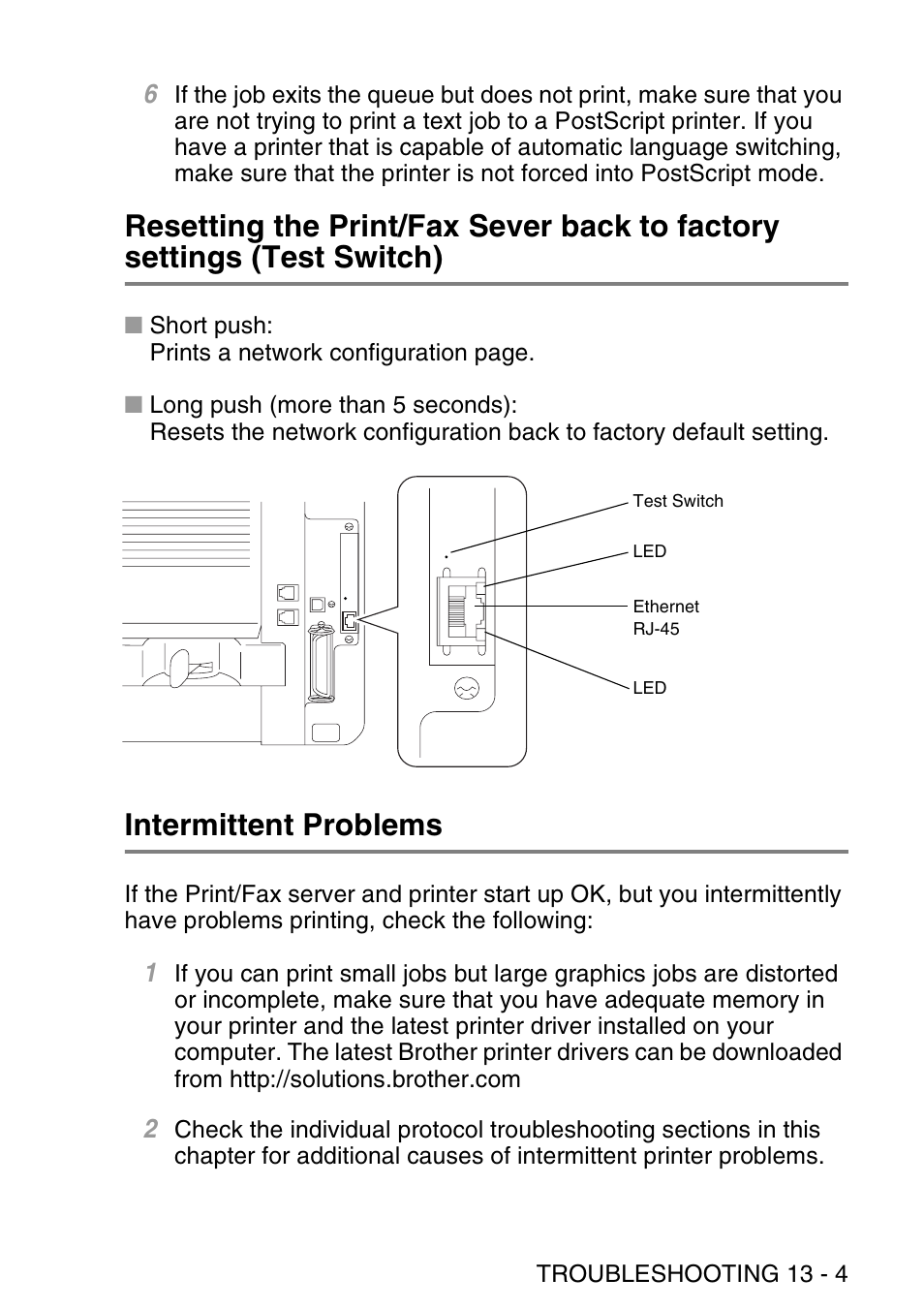 Intermittent problems | Brother NC9100H User Manual | Page 136 / 176