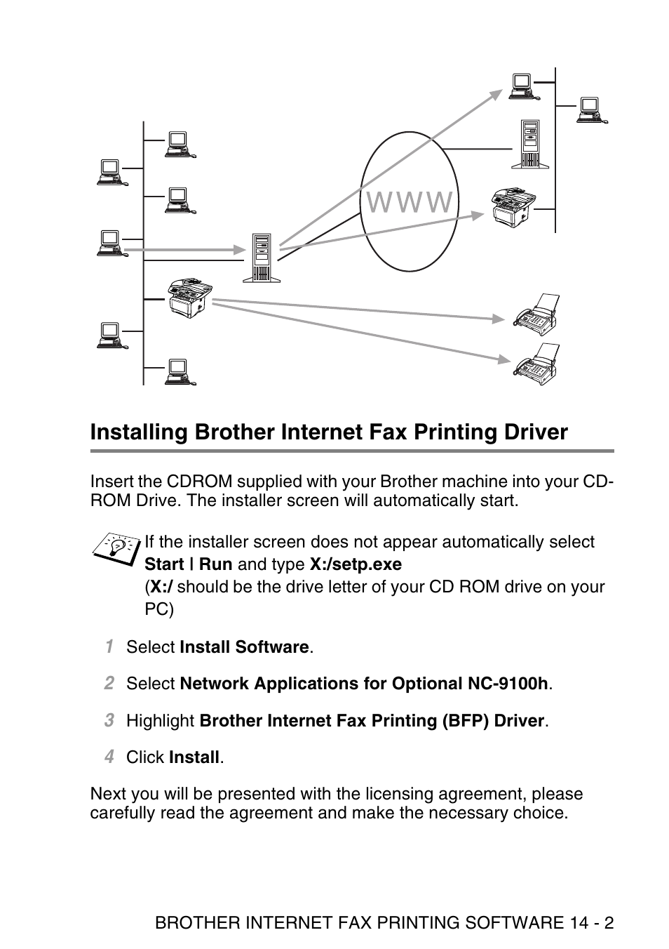 Installing brother internet fax printing driver, Installing brother internet fax printing driver -2 | Brother NC9100H User Manual | Page 148 / 176