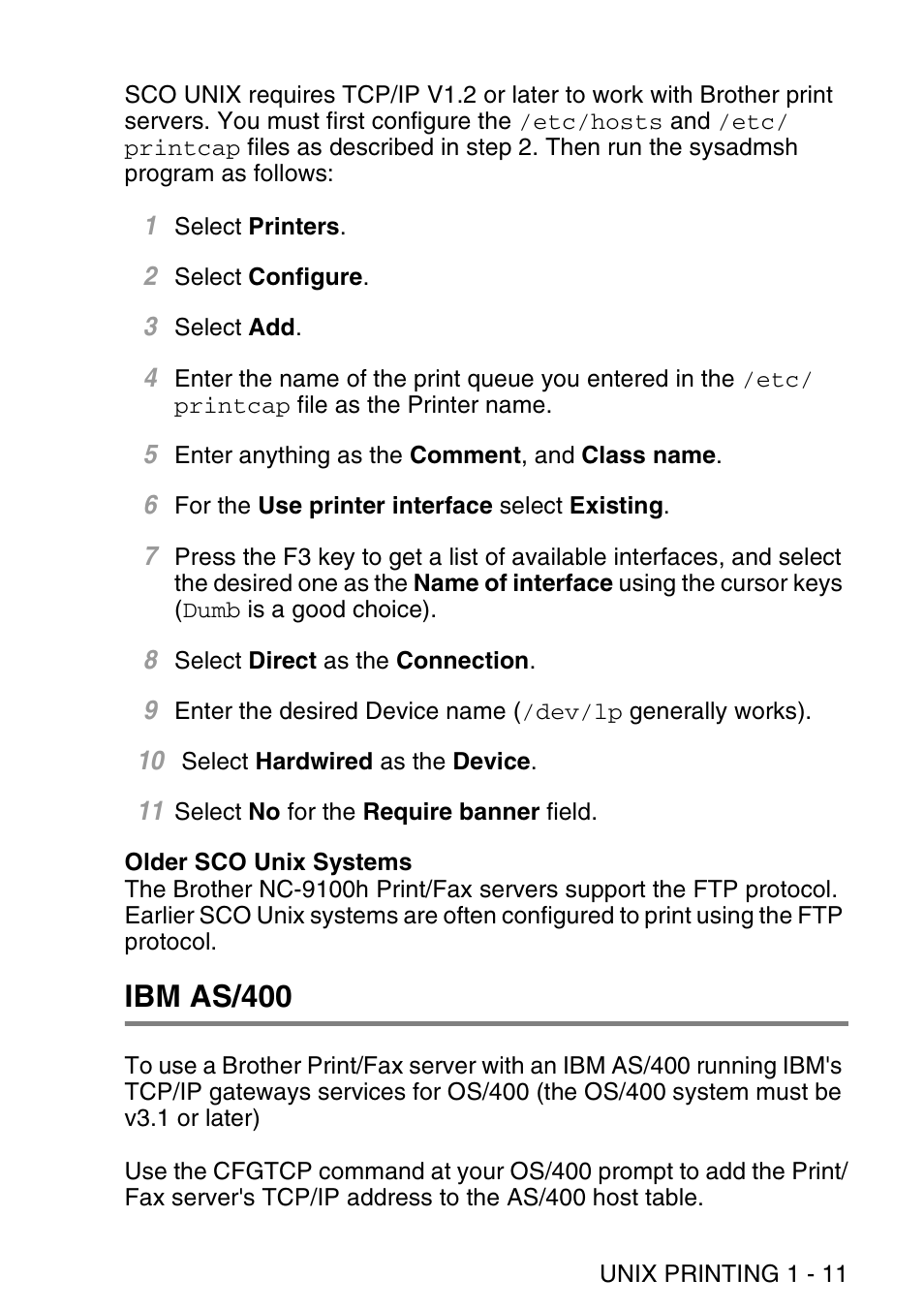 Ibm as/400, Ibm as/400 -11 | Brother NC9100H User Manual | Page 24 / 176