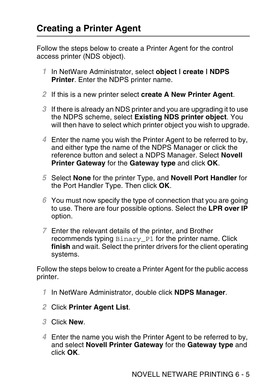 Creating a printer agent, Creating a printer agent -5 | Brother NC9100H User Manual | Page 62 / 176