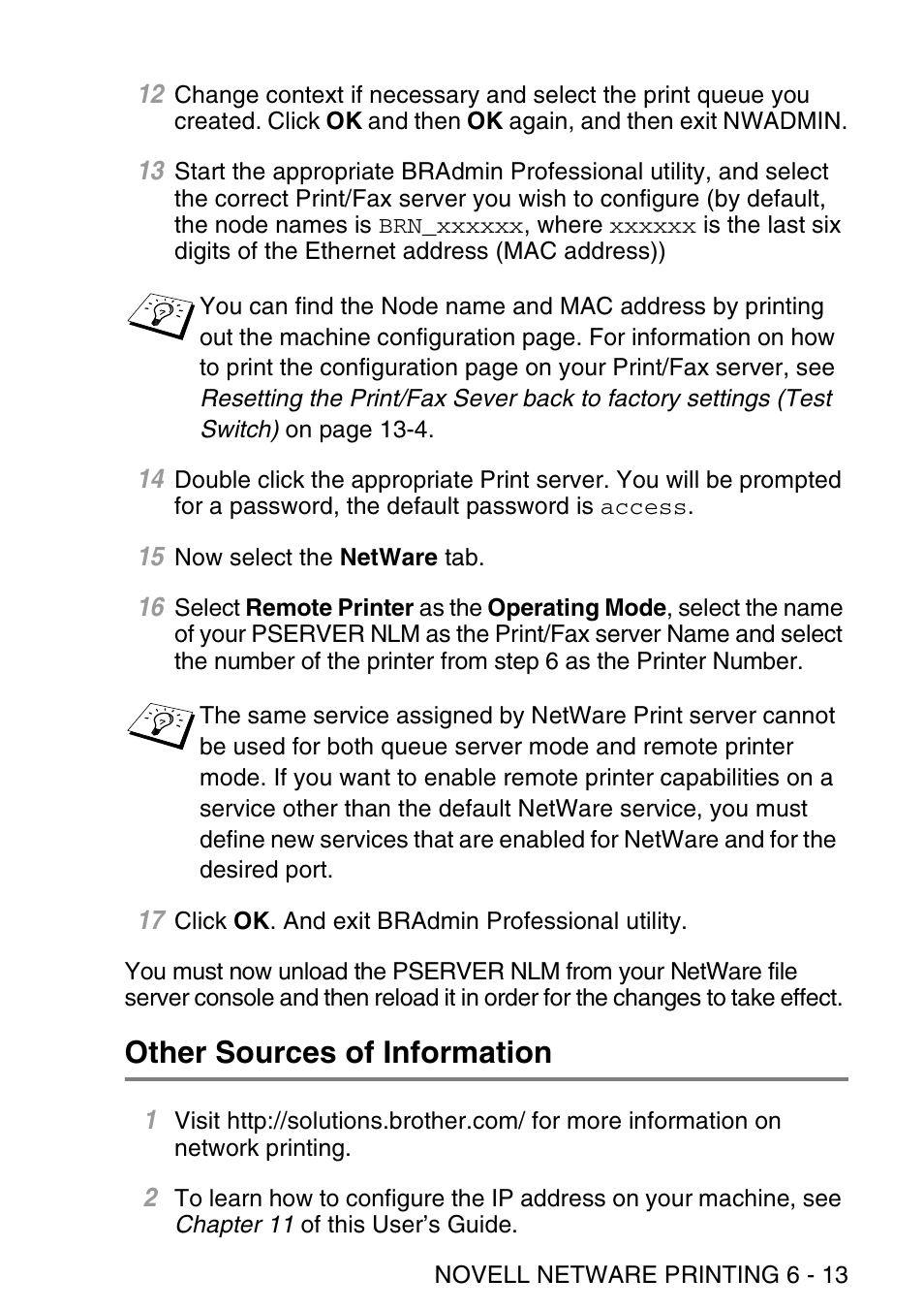 Other sources of information, Other sources of information -13 | Brother NC9100H User Manual | Page 70 / 176